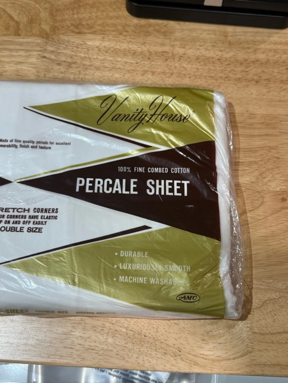Vintage Vanity House Percale Sheet Double 81x108 White NOS USA Cotton